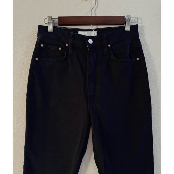 MOTHER Study Skimp High Rise Cropped Straight Leg Jeans Blue Graphite Black 26 - Picture 3 of 12